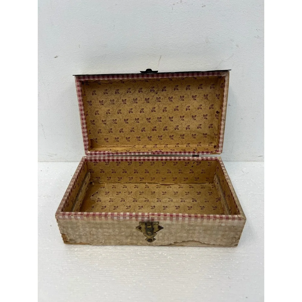Wood Dollhouse Steamer Trunk Miniature Antique Storage Box Chest SALESMAN SAMPLE